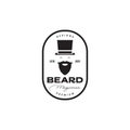 Old man bearded magician badge logo design