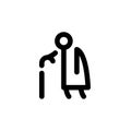 Old man with a cane line icon.