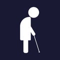 Old man with a cane. vector icon Royalty Free Stock Photo