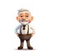 Old man cartoon character smiling avatar cute business grandpa