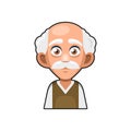 Old Man Cartoon Icon. Cute Avatar. Vector