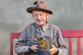 Old man with cat Royalty Free Stock Photo