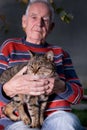 Old man with cat