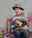 Old man with cat Royalty Free Stock Photo