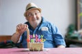 old man celebrating his birthday Royalty Free Stock Photo