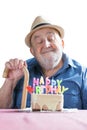 old man celebrating his birthday Royalty Free Stock Photo