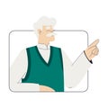 Old Man Character on Computer Screen Use Internet and Modern Gadget Vector Illustration Royalty Free Stock Photo