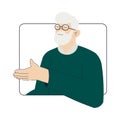 Old Man Character on Computer Screen Use Internet and Modern Gadget Vector Illustration Royalty Free Stock Photo