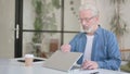 Senior Old Man Closing Laptop after Work Royalty Free Stock Photo