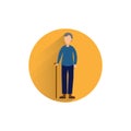 Old man flat icon with long shadow. grandfather flat icon