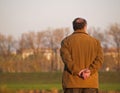 Old Man Contemplating At Promenade Royalty Free Stock Photo