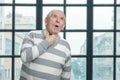 Old man is coughing. Royalty Free Stock Photo