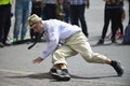 Old man dancing break-dance