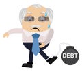 Old man in debt, illustration, vector Royalty Free Stock Photo