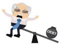 Old man with debt, illustration, vector Royalty Free Stock Photo