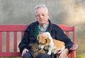 Old man with dog and cat Royalty Free Stock Photo