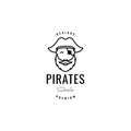 Old man face bearded pirate hipster logo design