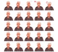 Old Man Face Emotions Set. Wrinkled Senior Male Character Feels Joy, Nostalgic Sadness, Fatigue And Confusion Royalty Free Stock Photo