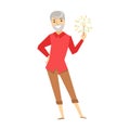 Old Man With Firework, Part Of Funny Drunk People Having Fun At The Party Series