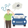 Old man forget his car key Royalty Free Stock Photo