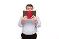 Old man with glasses reading a book Royalty Free Stock Photo