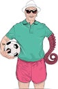 Old man Goalkeeper Vector Illustration