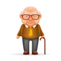 Old Man Grandfather 3d Realistic Cartoon Character Design Isolated Vector Illustrator Royalty Free Stock Photo