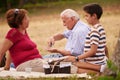 Old Man Grandpa With Family Taking Medicine Pill For Heart Royalty Free Stock Photo