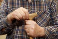 Old man hands with cane Royalty Free Stock Photo