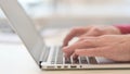 Old Man Hands Typing on Laptop Royalty Free Stock Photo