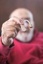 old man with hearing aid Royalty Free Stock Photo