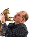 Old man with his cat Royalty Free Stock Photo