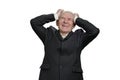 Old man holding his head with frustration. Royalty Free Stock Photo