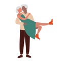 Old man holds his wife in arms Royalty Free Stock Photo