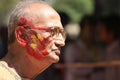 Old man in Holi color festival. Royalty Free Stock Photo