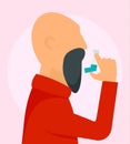 Old man with inhaler background, flat style Royalty Free Stock Photo