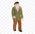 old man character illustration on white background Royalty Free Stock Photo
