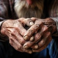 An old man with a long white beard and hands, AI Royalty Free Stock Photo