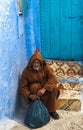 A old man at Medina of Chefchaouen, Morocco Royalty Free Stock Photo