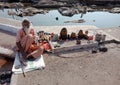 Old man nearby river of india street portraits