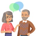 Old man and old women talking. Talk of spouse or friends. Vector Royalty Free Stock Photo