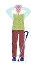 Old man with panic attack semi flat color vector character Royalty Free Stock Photo