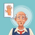 Old man patient of alzheimer disease thinking hand