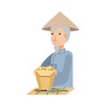 old man peasant with food chinese