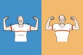 Old man before and after physical activity