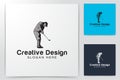 old man playing golf logo Ideas. Inspiration logo design. Template Vector Illustration. Isolated On White Background