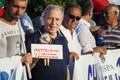 Old man protest against italian chairman Matteo Renzi