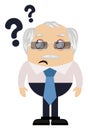 Old man with question marks, illustration, vector Royalty Free Stock Photo