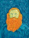 Old Man with Red Ginger Beard Post Impressionism Art Style