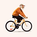 old man riding bicycle vector flat minimalistic isolated illustration Royalty Free Stock Photo